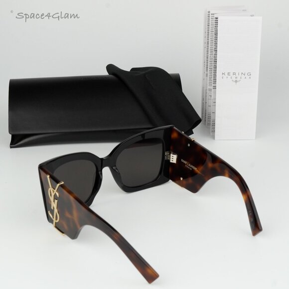 BRAND NEW Saint Laurent SLM119 BLAZE 003 Black Havana Cat Eye Women Sunglasses - Picture 10 of 12